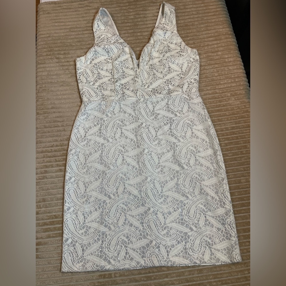 White & sparkly silver mini dress from Charlotte Russe, size Large